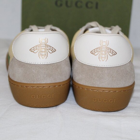 NWB Gucci GG Supreme Low Sneaker Sneakers Web Flats Web G74 Lace Up 41 624484 - Picture 4 of 6
